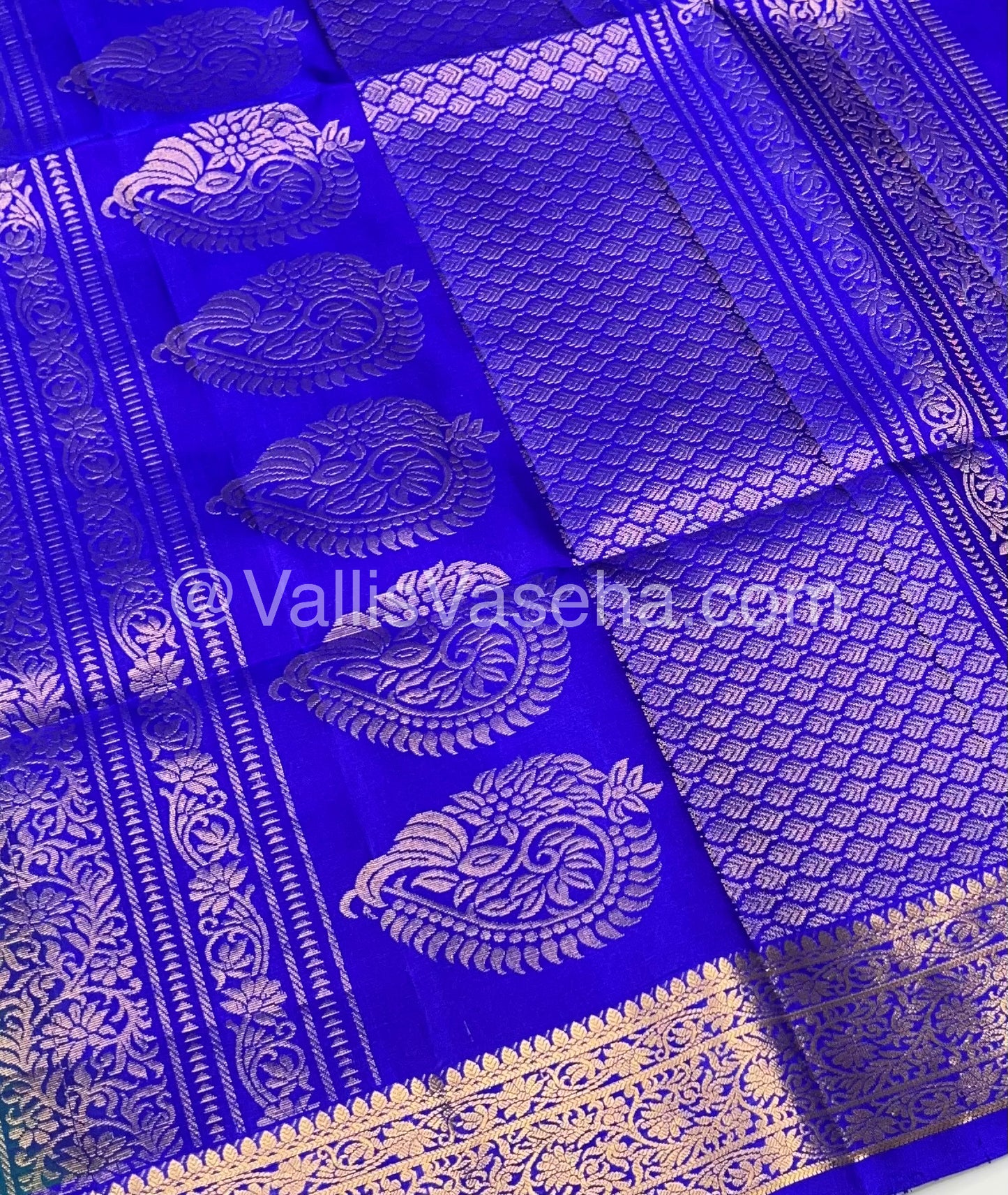 Pure Soft Silk Saree - Blue To Blue - Velum & Mayilum - Kanchi Border - VVPSS015