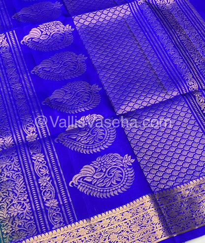 Pure Soft Silk Saree - Blue To Blue - Velum & Mayilum - Kanchi Border - VVPSS015