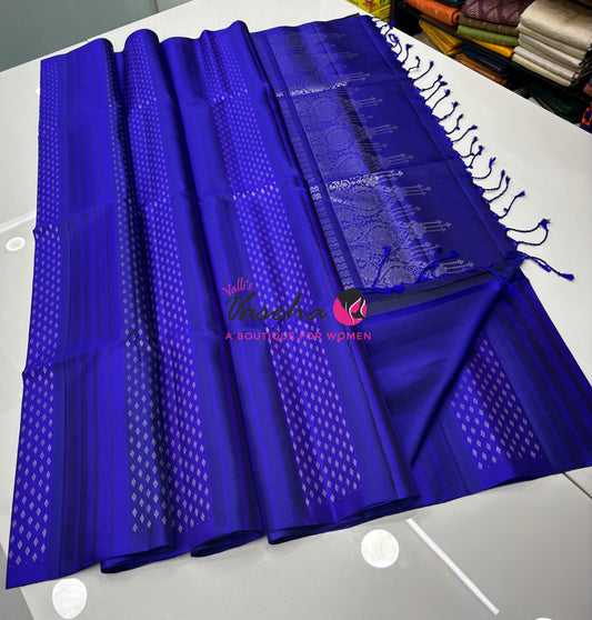 Pure Soft Silk Saree - Border Less  - Violetish Blue Shade - VVPSS068