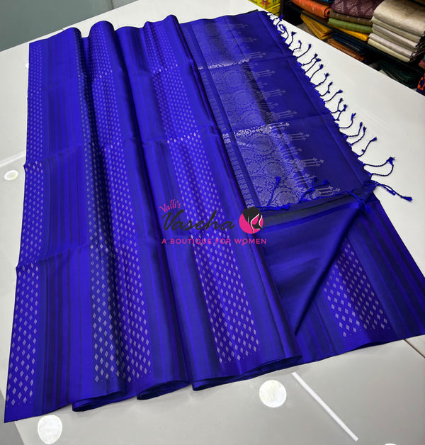Pure Soft Silk Saree - Border Less  - Violetish Blue Shade - VVPSS068