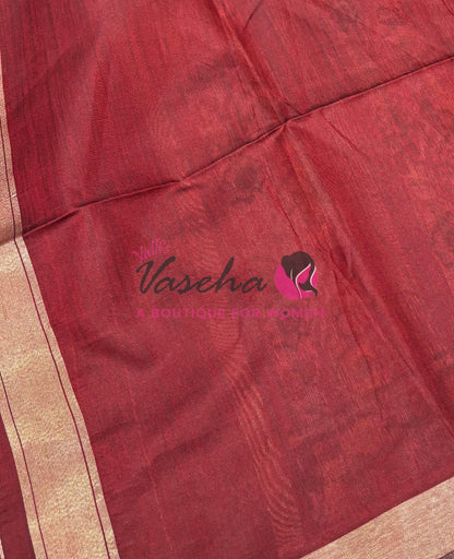 Semi Raw Silk - Black With Maroon Shade - VVRS009