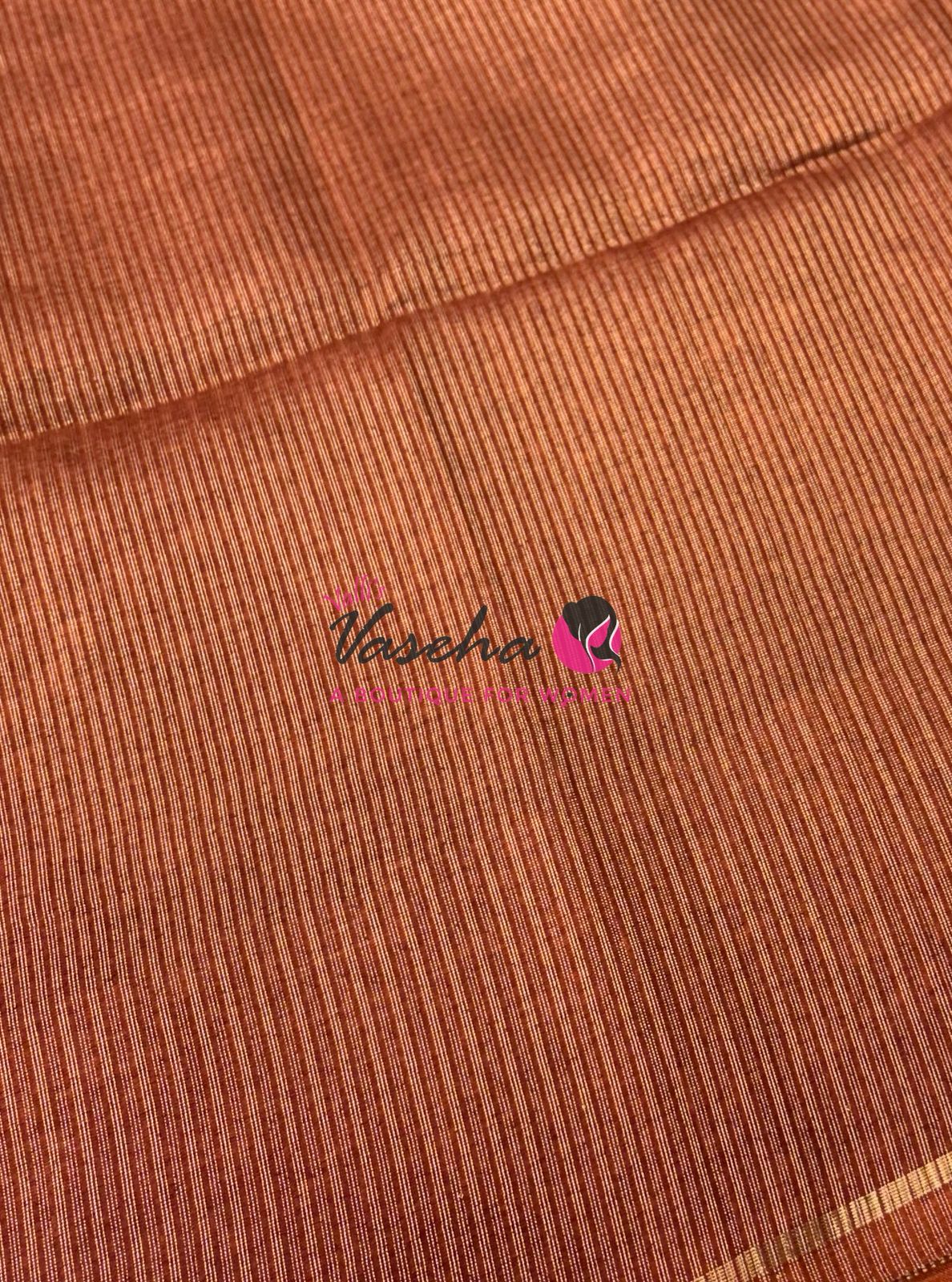 Semi Tussar Silk Saree | Rust Orange Shade |VVSTS049