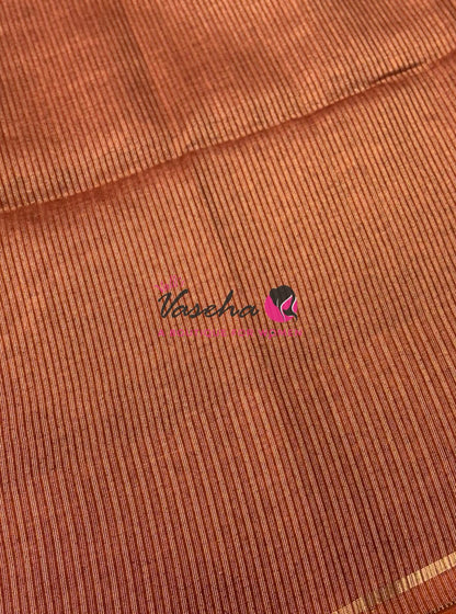 Semi Tussar Silk Saree | Rust Orange Shade |VVSTS049