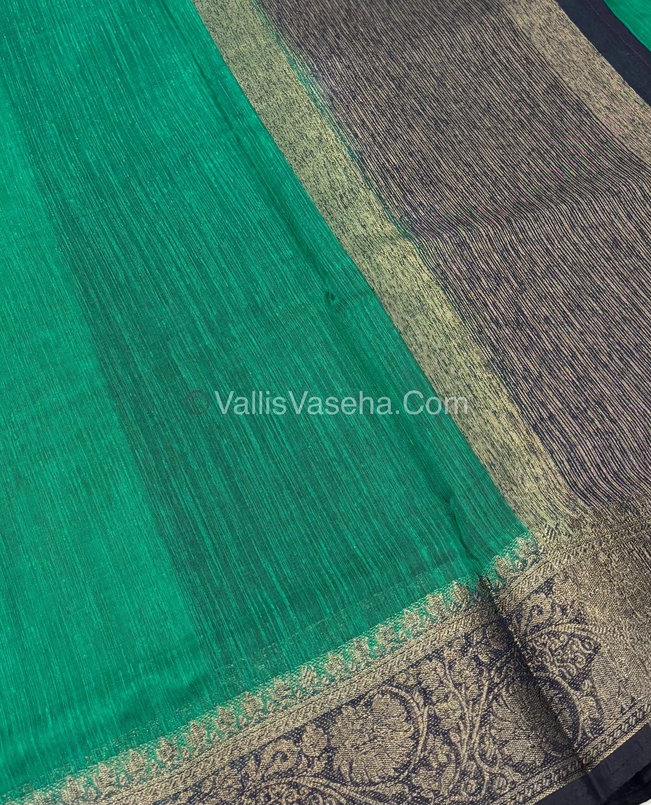 Bamboo Silk Saree -Sea Green With Navy Blue Shade - VVBSS007