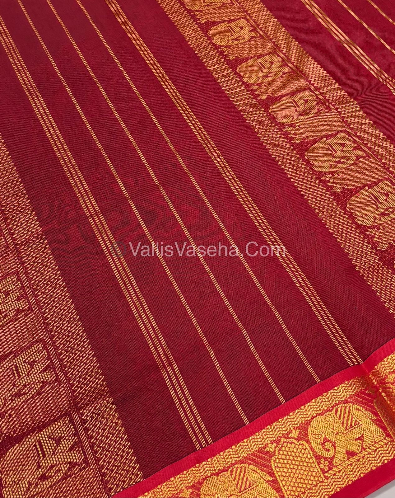 Semi Silk Cotton Saree - Grey With Reddish Maroon Shade - VVSSC007