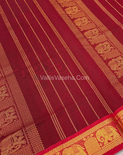 Semi Silk Cotton Saree - Grey With Reddish Maroon Shade - VVSSC007