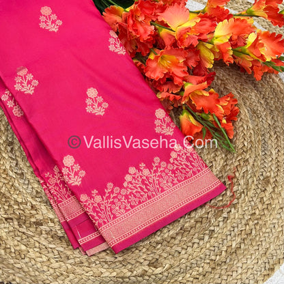 Semi Soft Silk with Border -Pink Shade  -VVSSS013