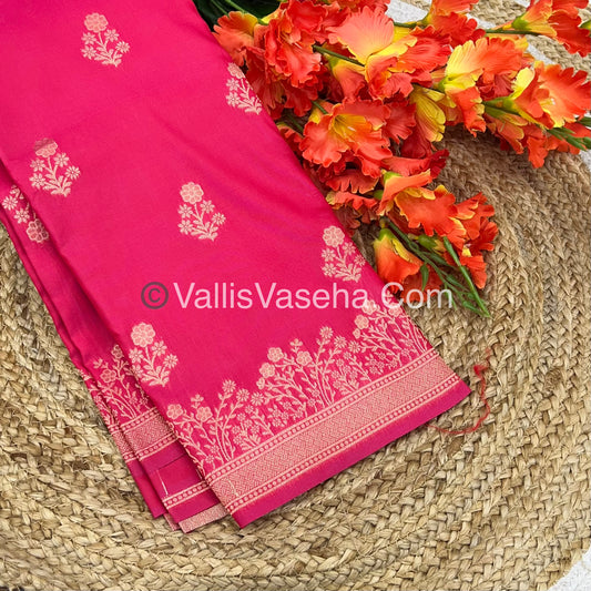 Semi Soft Silk with Border -Pink Shade  -VVSSS013
