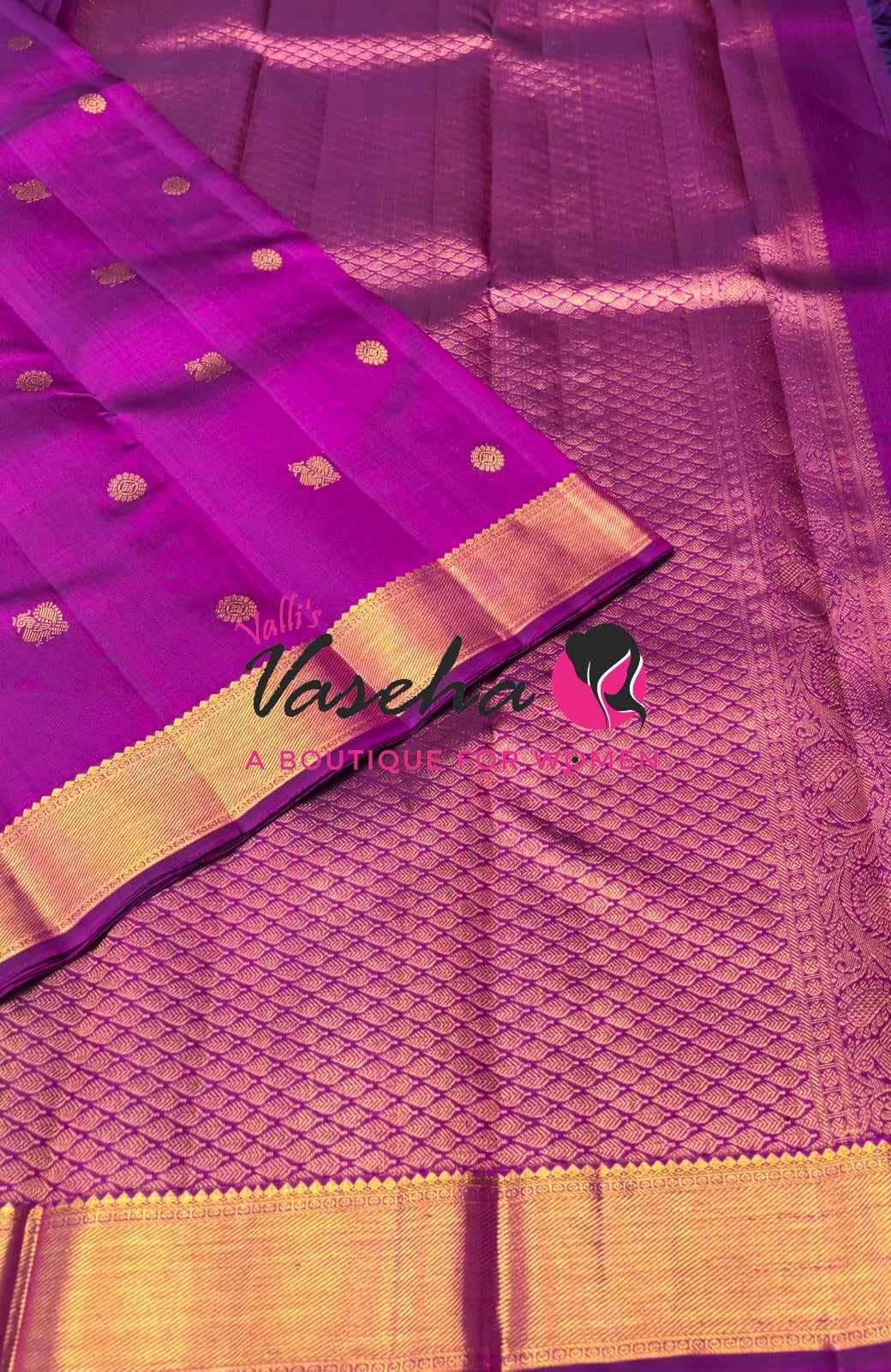 Pure Kanchipuram Silk Saree - Purple Combo - VVPS025