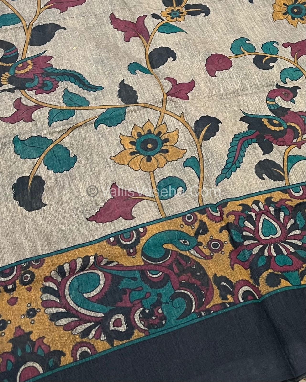 Khadi Cotton Sarees with Kalamkari Blouse - VVKCK001