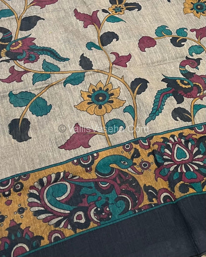 Khadi Cotton Sarees with Kalamkari Blouse - VVKCK001