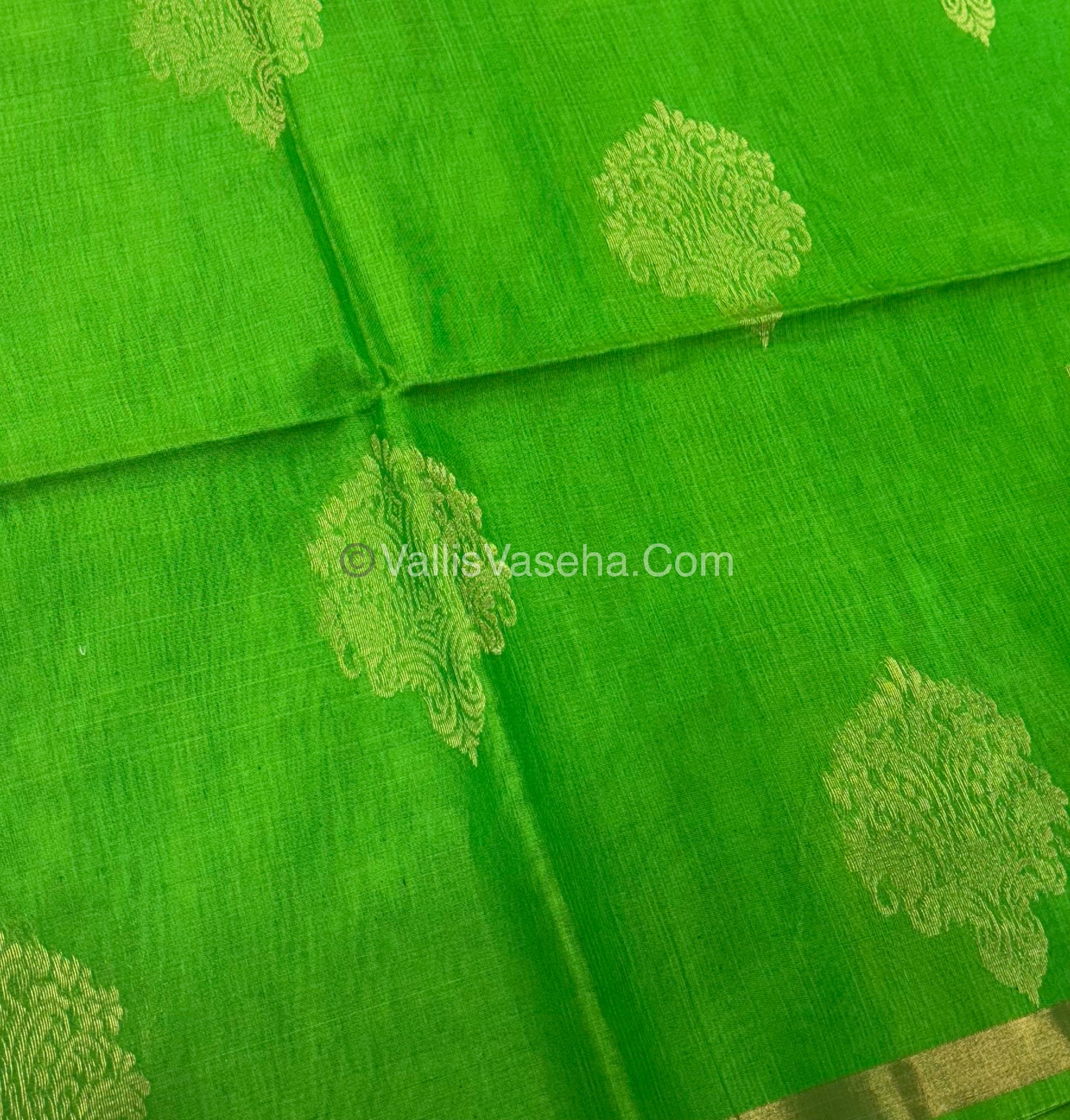 Kora Silk Saree - SICO -  Green With Green Shade  - VVKS002