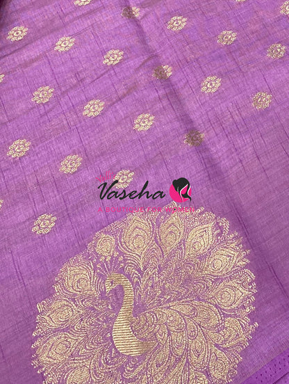 Semi Tussar Silk Saree | Lavender Shade |VVSTS056