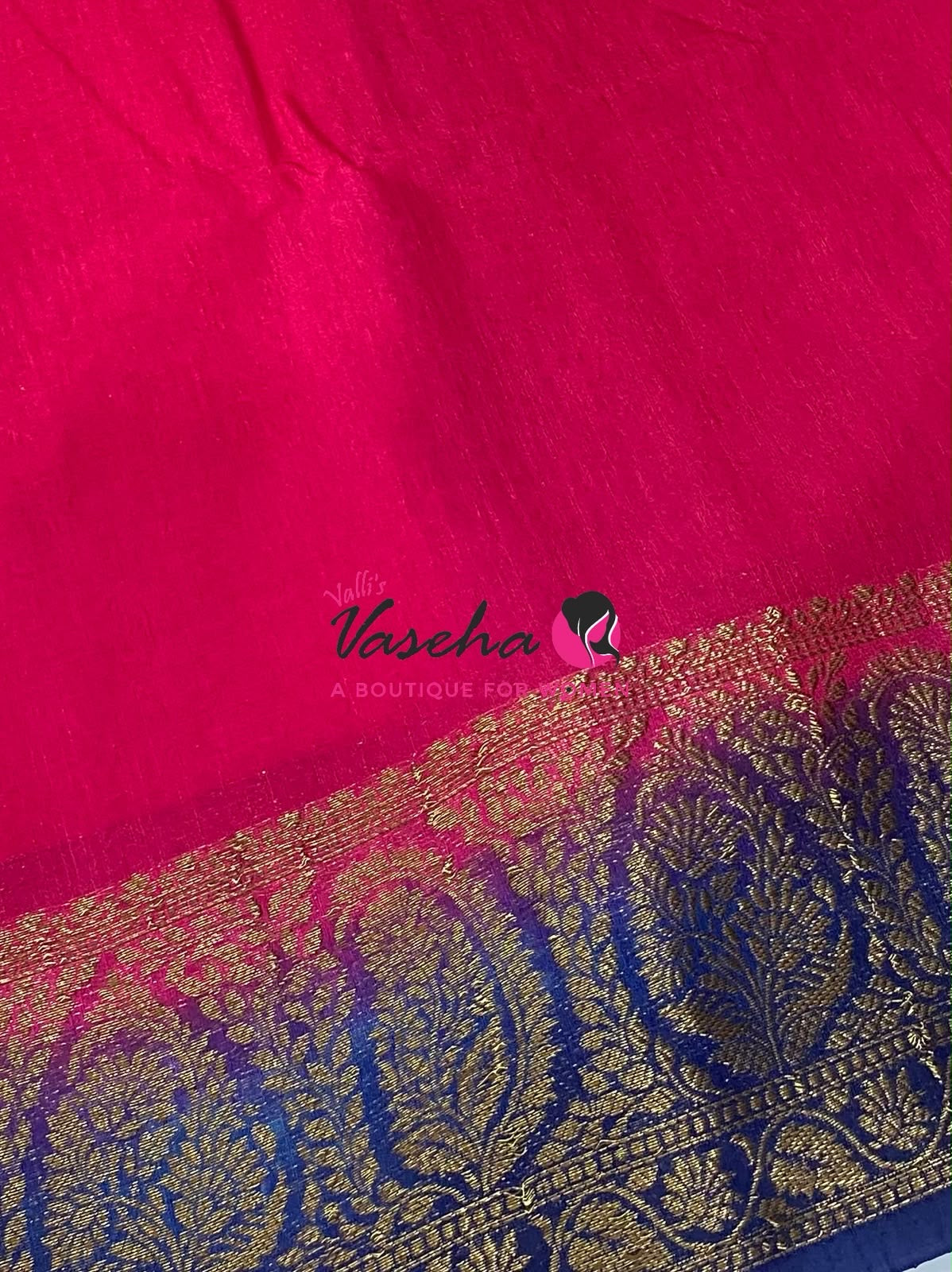 Semi Jute Silk Saree - Pink With Blue Shade - VVSJS001