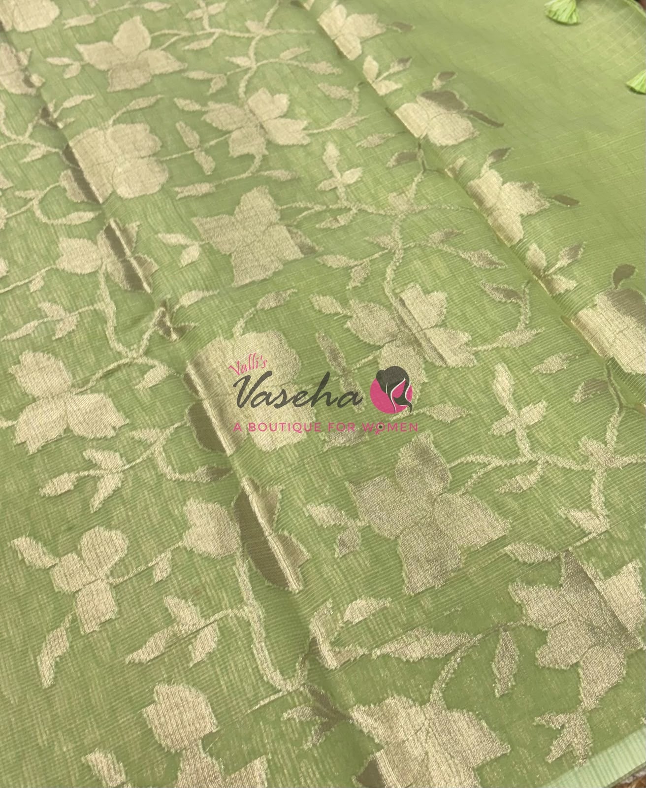 Kota Saree - Embroidery Weaving - Green Shade - VVKES001