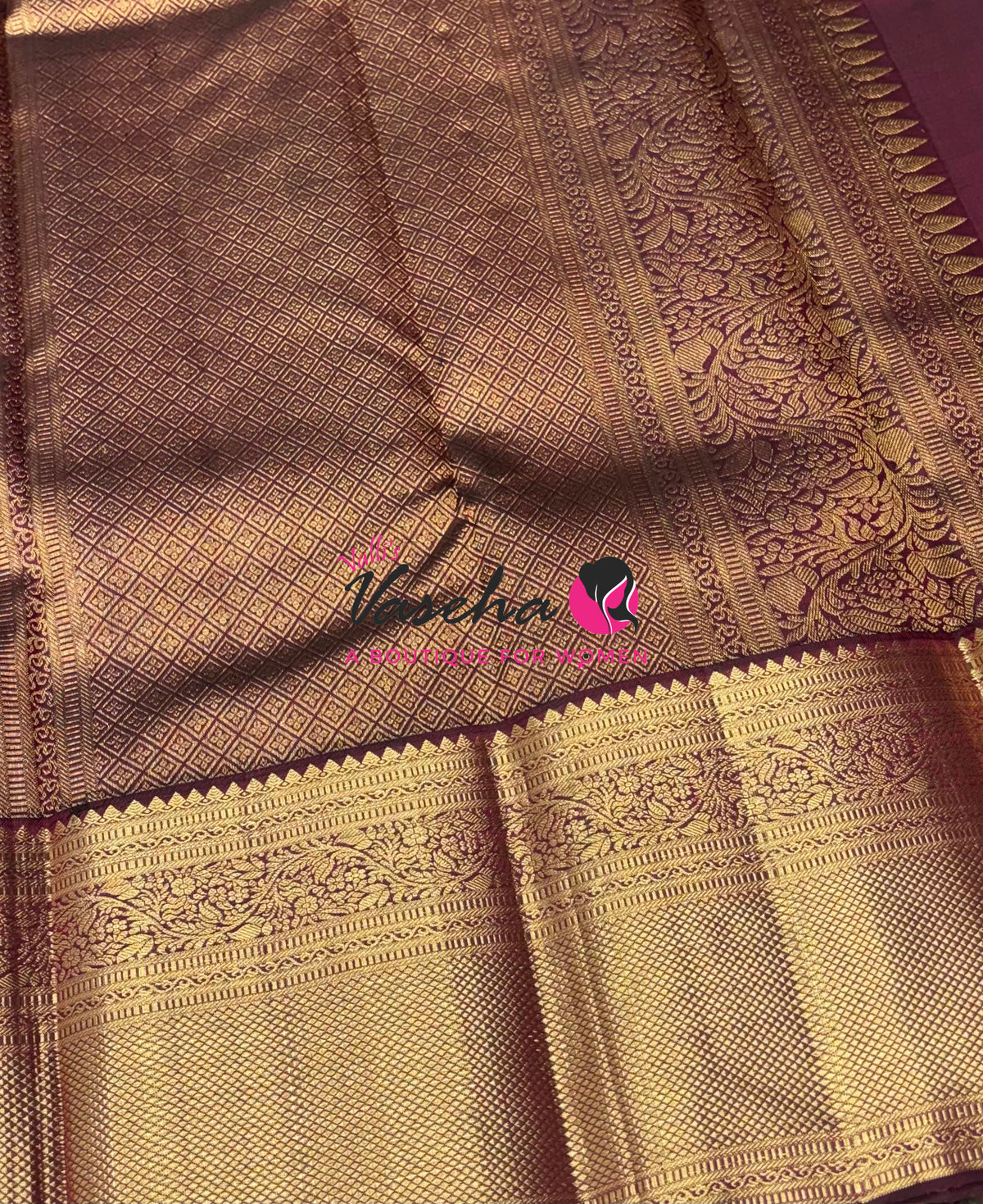 Pure Vintage Korvai Kanchipuram Silk Saree - Green With Maroon - VVPS102