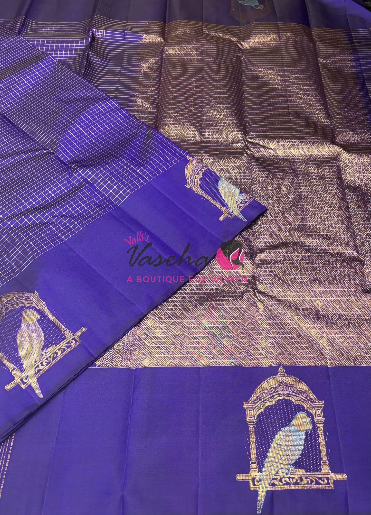 Pure Kanchipuram Silk Saree - Blue Shade  - VVPS058