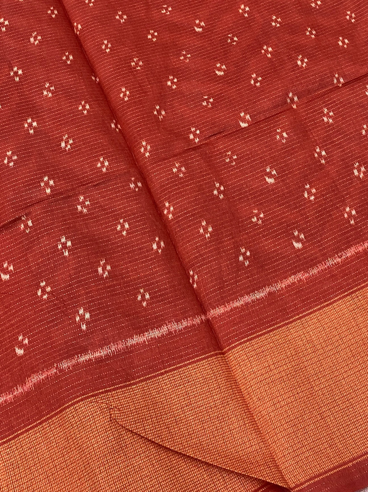 Art Tussar / Art Silk - Black & Maroonish Orange Shade - VVATS006