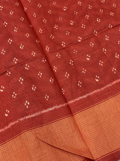 Art Tussar / Art Silk - Black & Maroonish Orange Shade - VVATS006