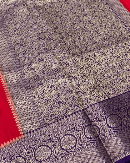 Premium Viscose Saree - Red & Purple Shade - VVPV001