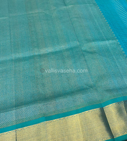 Pure Silk Cotton Saree - Mayil & Chakkaram Design - Brown With Blue Shade   -VVMC002