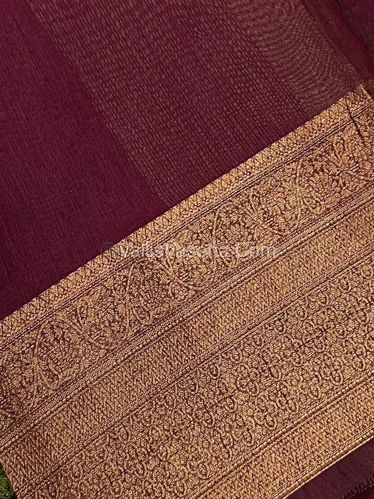 Bamboo Silk Saree - Green With Brown Shade - VVBSS008