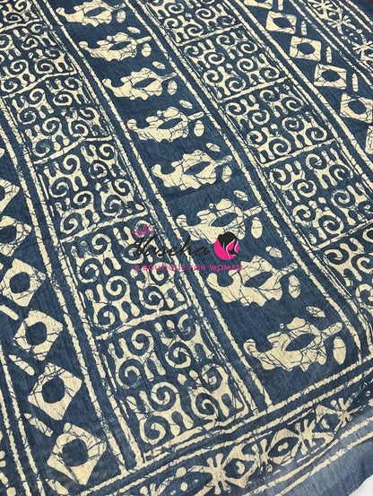 Art Tussar / Art Silk - Blue Shade - VVATS002