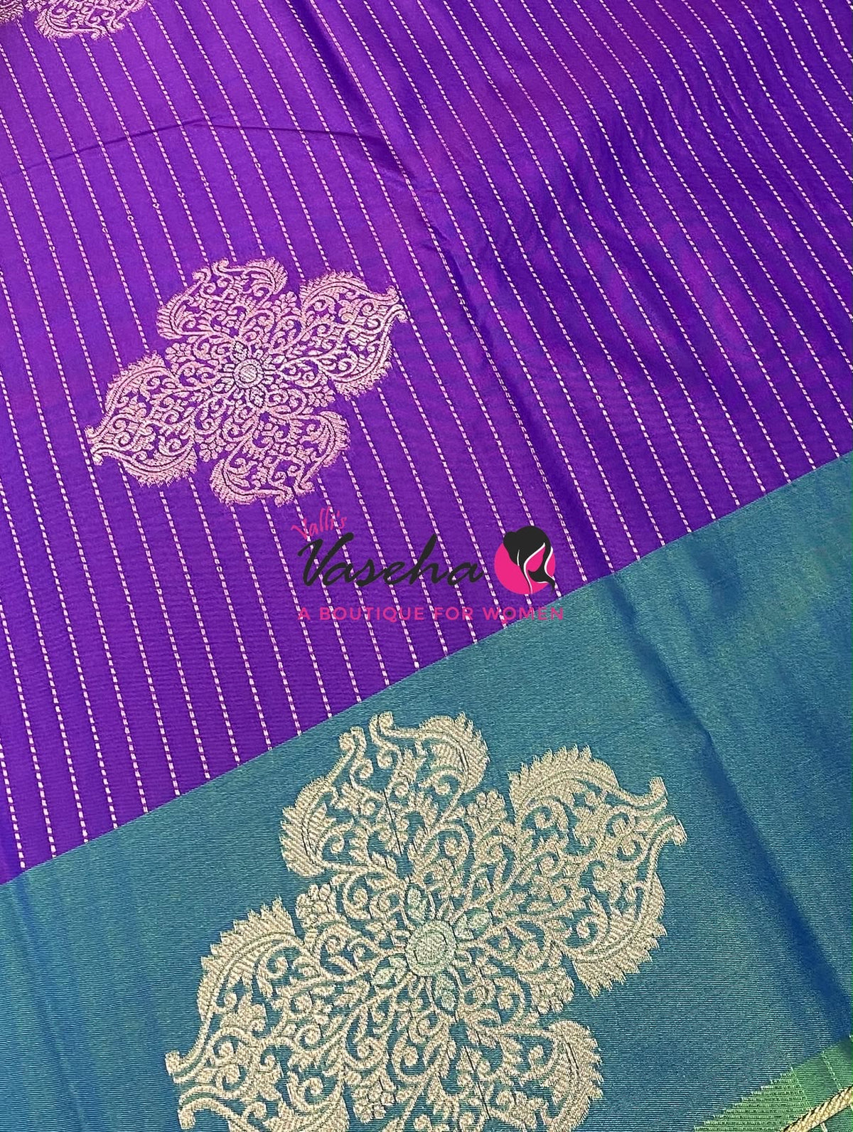 Semi Soft Silk - Purple  With Dual Tone Bluish Green Combo -VVSSS039
