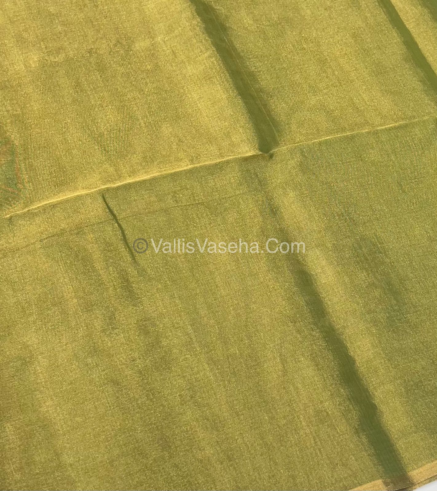 Pure Maheshwari Tissue Silk - Triple Tone Green  & Gold Shade - VVMTS001