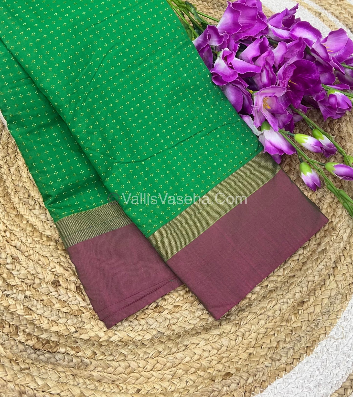 Semi Silk Saree - Plus Design Style - Contrast Pallu & Blouse or Running Pallu & Blouse - VVSS004