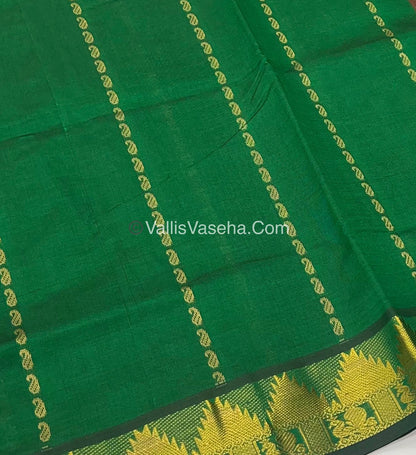 Semi Silk Cotton Saree - Green With Red Shade - VVSSC005