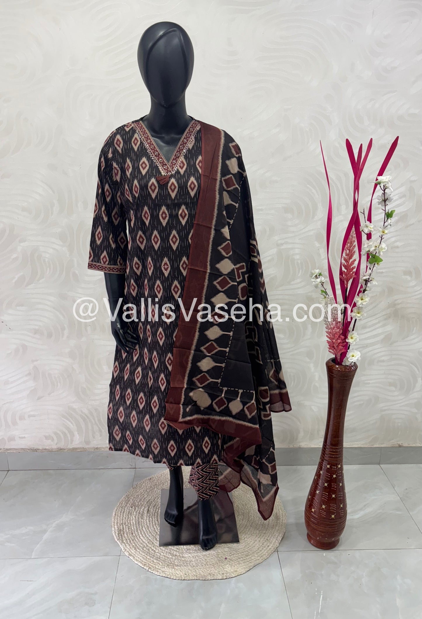 Readymade 3pc Set - Ikkat Print - VVRMS002