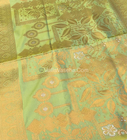 Semi Soft Silk - Border less - Light Pista Green Shade -VVSSS007
