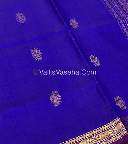 Pure Silk Cotton Saree - Retta Mayil Design - Blue Shade - VVRMS001