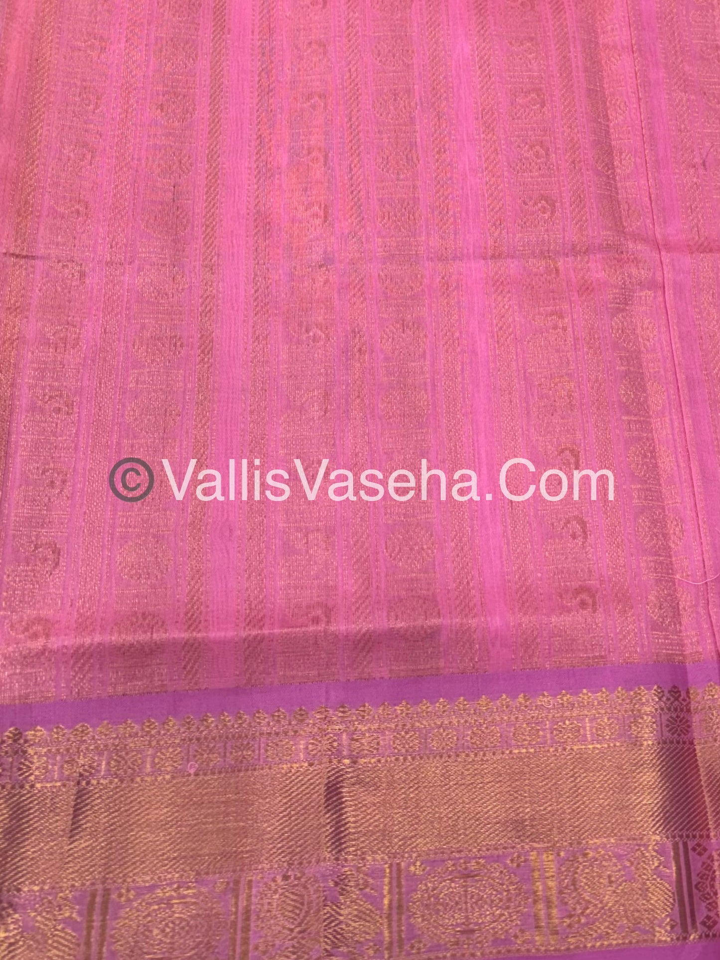 Pure Silk Cotton Saree - Mayil & Chakkaram Design - Peach With Pink Shade - VVMC001