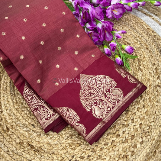 Semi Tussar Silk Saree - Wine Shade - VVSTS036