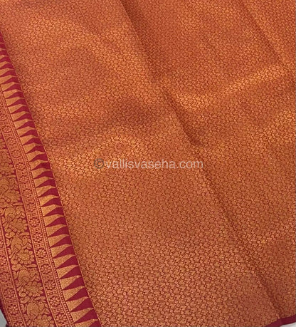 Kanchi Semi Silk - Green with Red - Mayil & Chakkaram design - VVKSS001