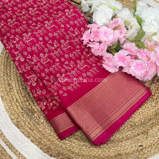 Semi Binny Silk - Varli Design - VVSBS003 - Dark Pink Shade