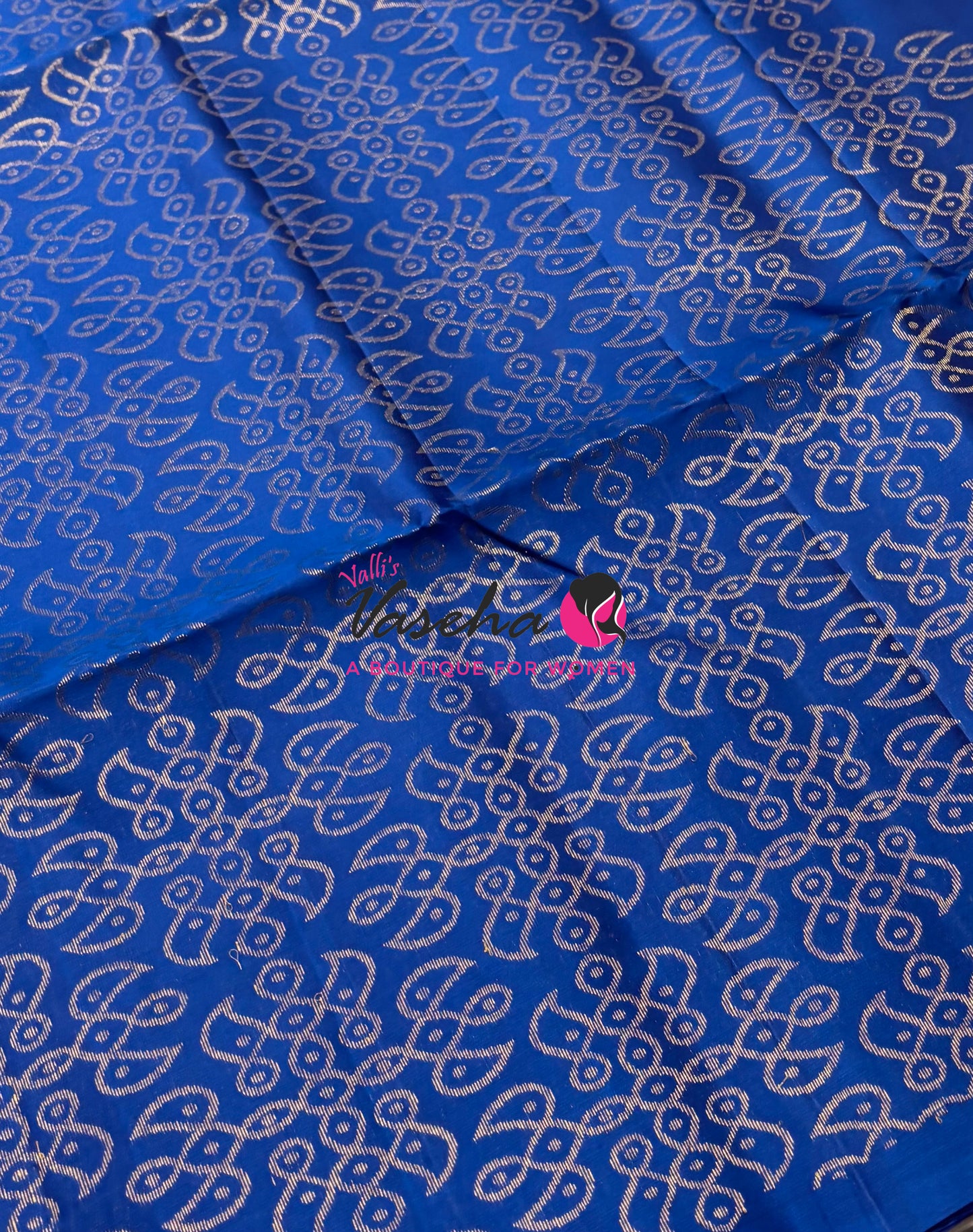 Pure Soft Silk Saree - (1.75 Warp) Kolam Design - Blue With Blue - VVPSS074