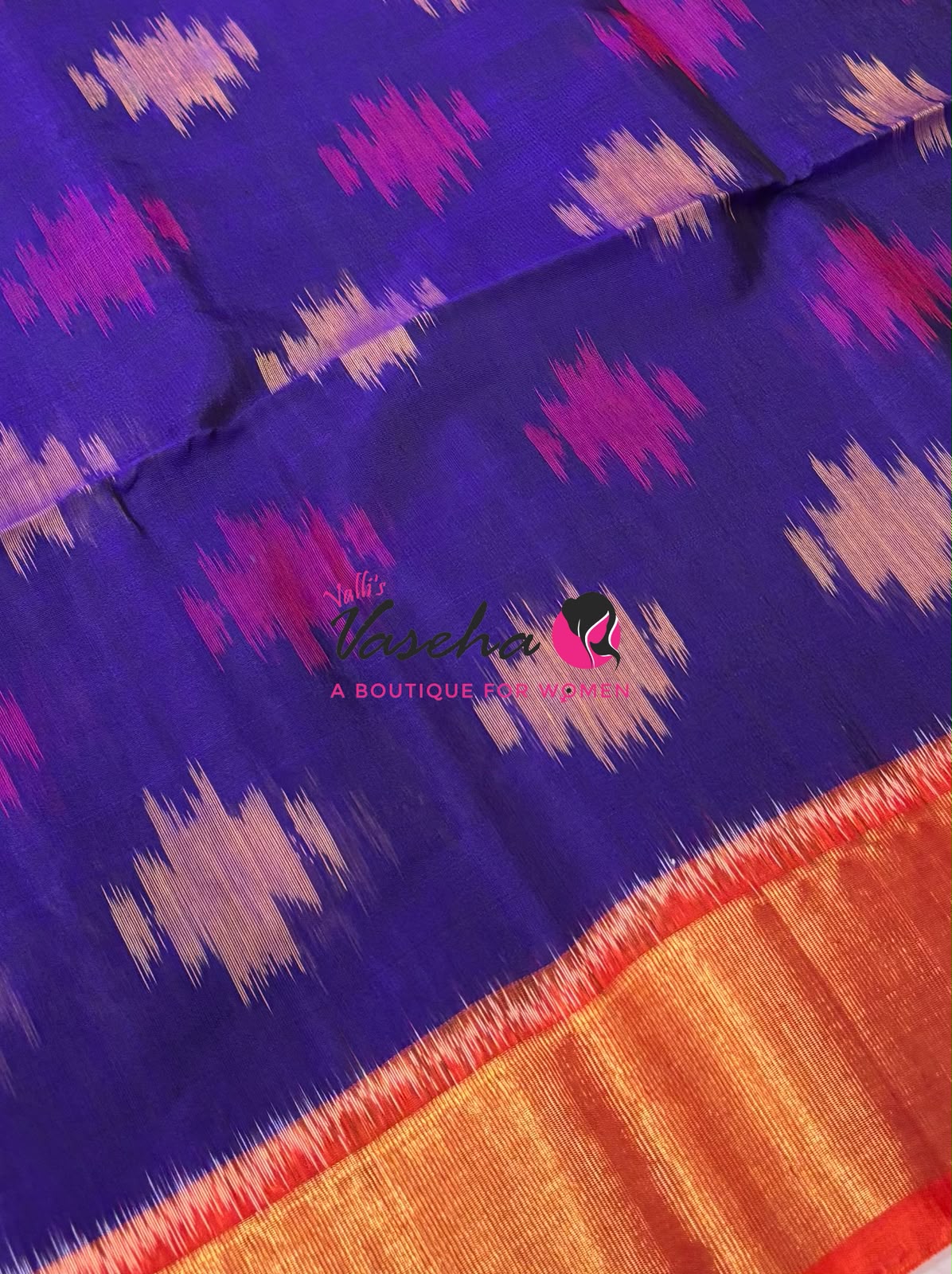 Pochampally Silk Cotton Saree - & ￼ ￼ purplish Maroon - VVPPS001
