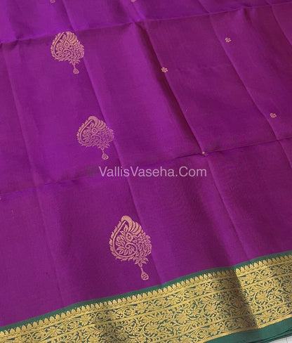 Pure Soft Silk Saree - Kanchi Border - Velum & Mayilum - Purplish Pink & Green Combo - VVPSS046