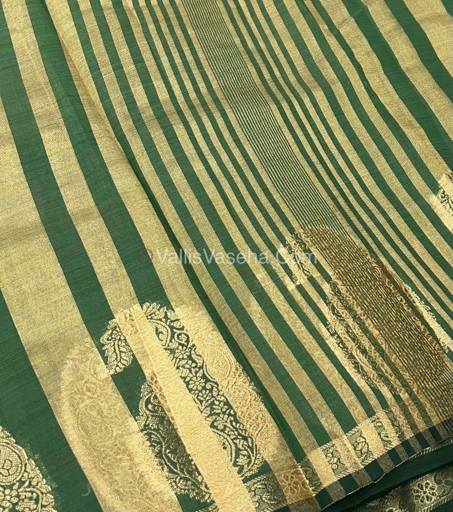 Semi Tussar Silk - Small Mango - Dark Green Shade - VVSTS002