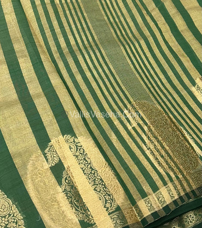 Semi Tussar Silk - Small Mango - Dark Green Shade - VVSTS002