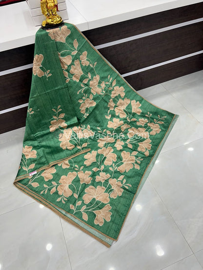 Semi Raw Silk with embroidery work - VVSRS001