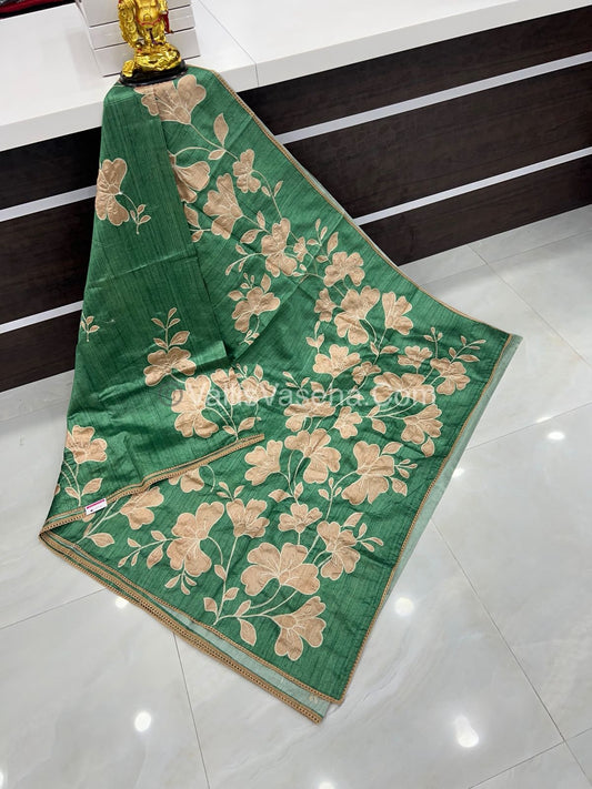Semi Raw Silk with embroidery work - VVSRS001