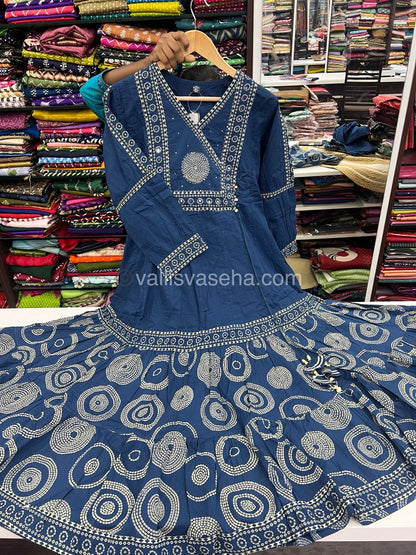 Anarkali - Blue Shade - Salwar, Kameez & Duppatta(3pc)- Fancy Cotton - VVRAS001