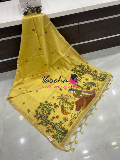 Muga Cotton Saree - Yellow Shade - VVMCS002