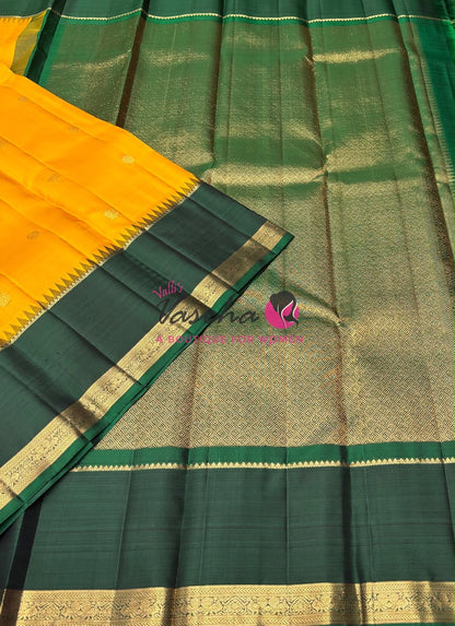 Pure Vintage Korvai Kanchipuram Silk Saree - Yellow & Green Combo - VVPS047