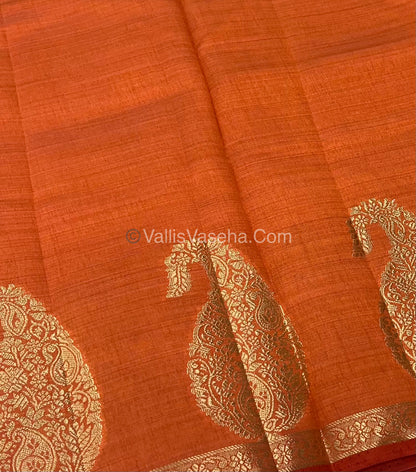 Semi Tussar Silk - Small Mango - Rust Orange Shade - VVSTS002