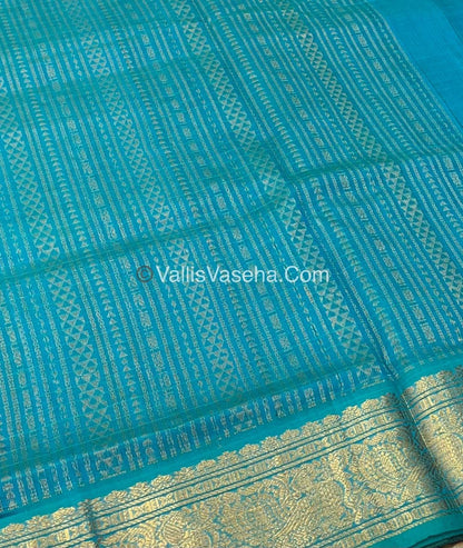 Pure Silk Cotton Saree - Maroonish Brown With Blue Shade - Lakshadeepam Design - VVPLD001